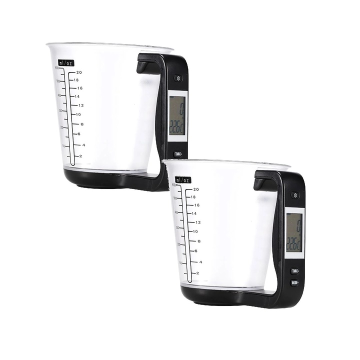 Cantar electronic multifunctional pentru bucatarie, cupa masuratoare, alb, 14x12x7.5cm