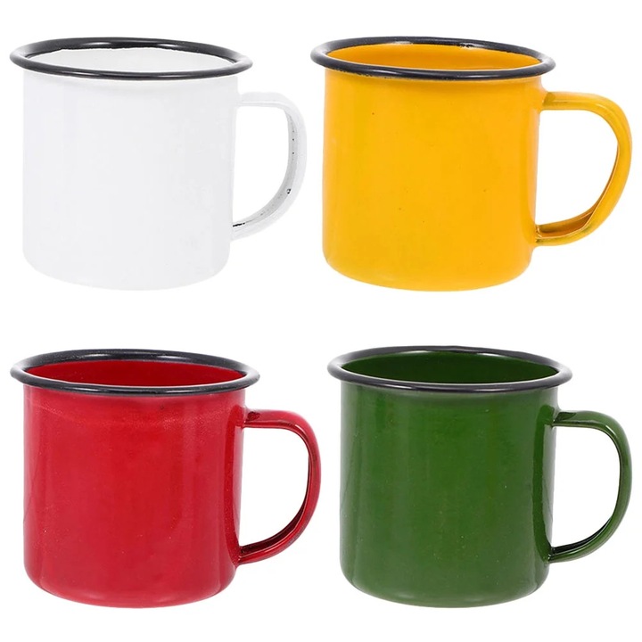 Cani din email ZYBLSSBB LSM2xh2332-BCS0026048, set 4 bucati, Multicolor, 6.5 x 6.5 x 6 cm