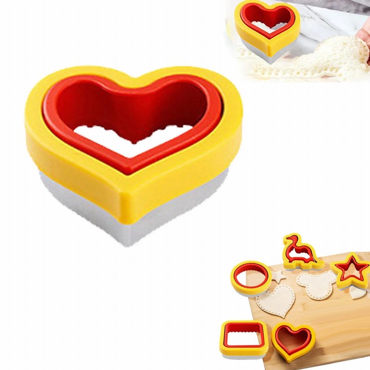 Set 5 forme inox pentru prajituri si sandvisuri, protectie PE, multicolor, 10.5x10.5x3.8cm