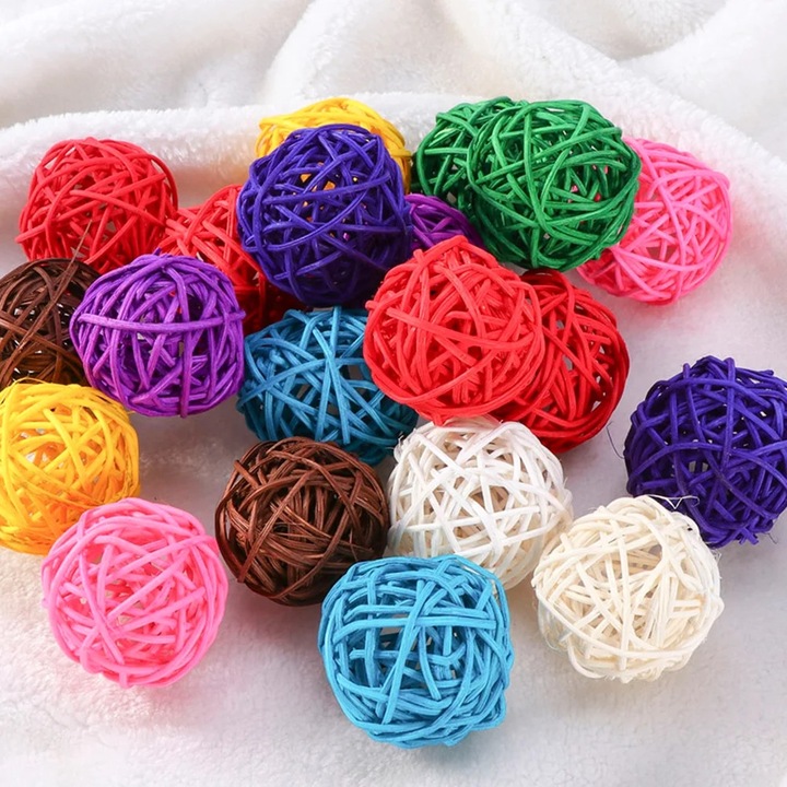 Szett 100 db többszínű rattan golyó 3x3x3cm karácsonyi dekorációk