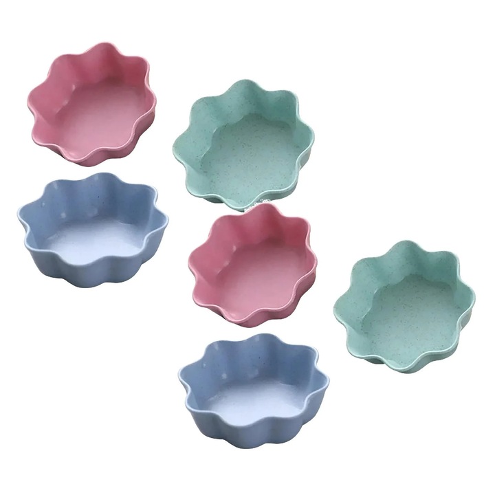Set 3 boluri mici din grau biodegradabil, 7x7x2.3cm, natural