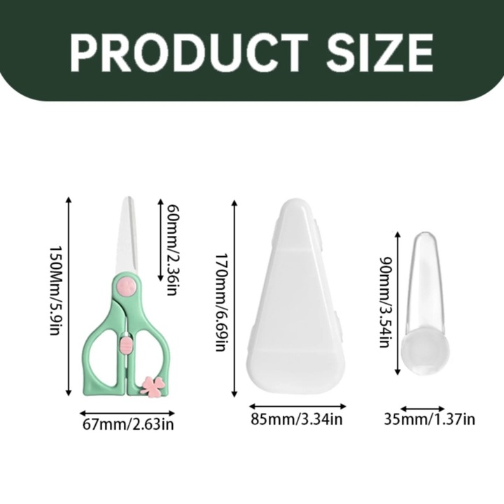 Foarfeca pentru mancare bebelusi, inox, ceramica, cu husa si etui, portabila