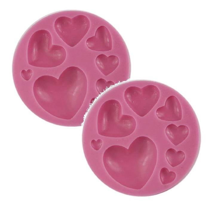 Forma silicon inima pentru prajituri roz 7.5x1.3cm