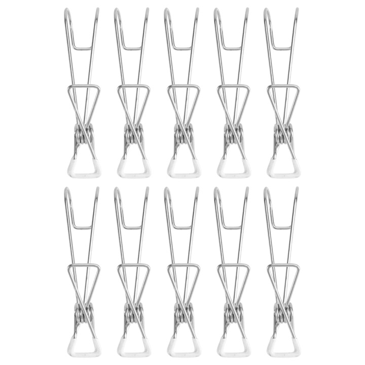 YANYXR 10 db rozsdamentes acél ruhacsipesz készlet 9.5x2x2cm ezüst