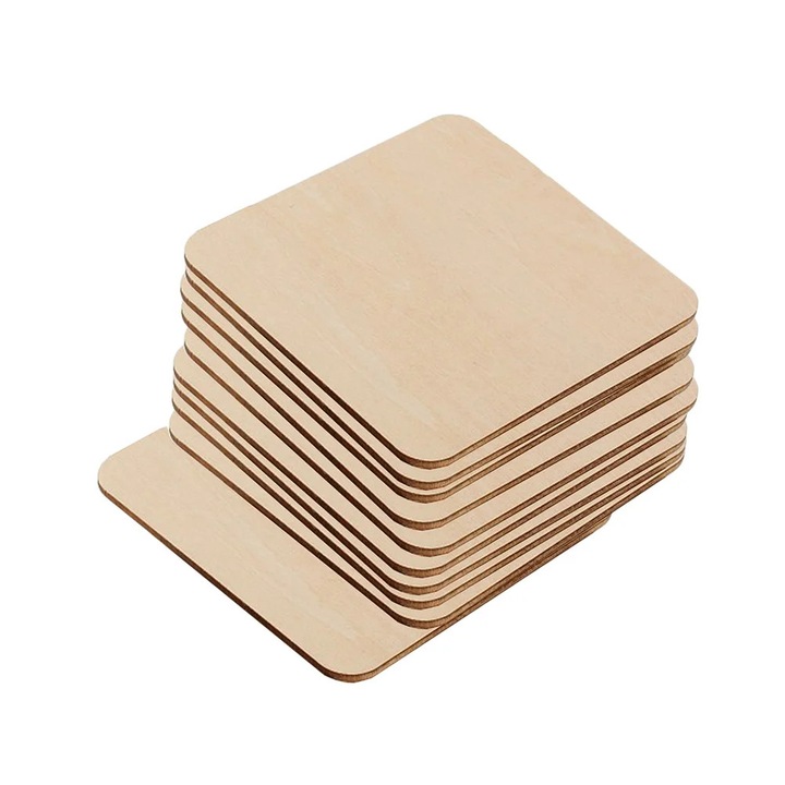 YANYXR 10 darabos négyzet alakú fa készlet, 6.4x6.4x0.25cm, többszínű, dekorációhoz és oktató játékokhoz