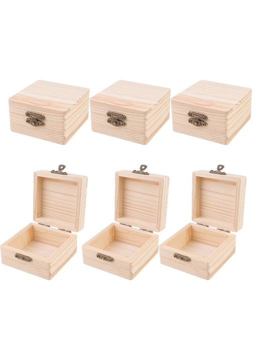 YANYXR ékszerdoboz burlywood fa 4.5x8x8cm 6 darabos szett