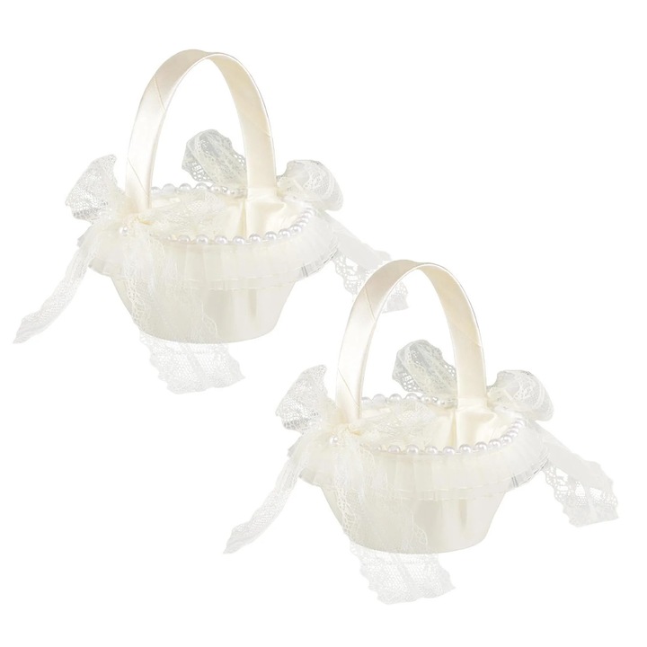 Cos flori nunta satin auriu sampanie 20x15cm