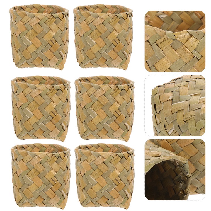 Set 8 cosuri din paie YANYXR, rustic, 6x5x6cm