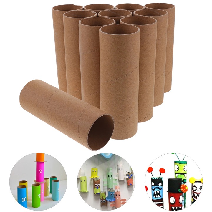 YANYXR 12 db barna karton tubus készlet DIY 15x5.2x5.2cm gyerek kézműves alkotásokhoz