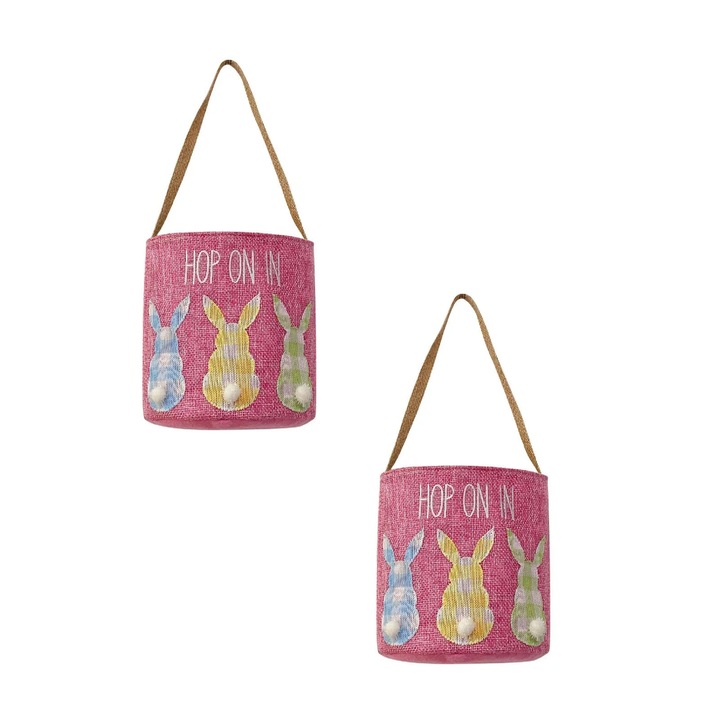 Cos Paste iepure, material netesut, 14x14x14cm, multicolor