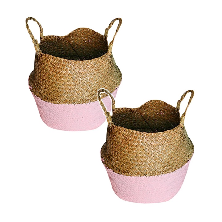 Cos pliabil din nuiele, gri, 22x20cm, pentru flori si depozitare
