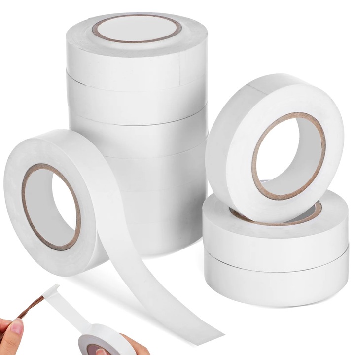 YANYXR PVC fehér szigetelőszalag 20mx2cm, 10 tekercses készlet