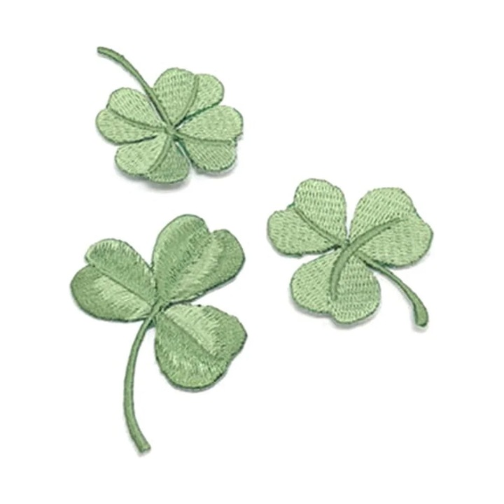 4 darab hímzett zöld lóhere folt szett 4x3.2cm ruhákhoz
