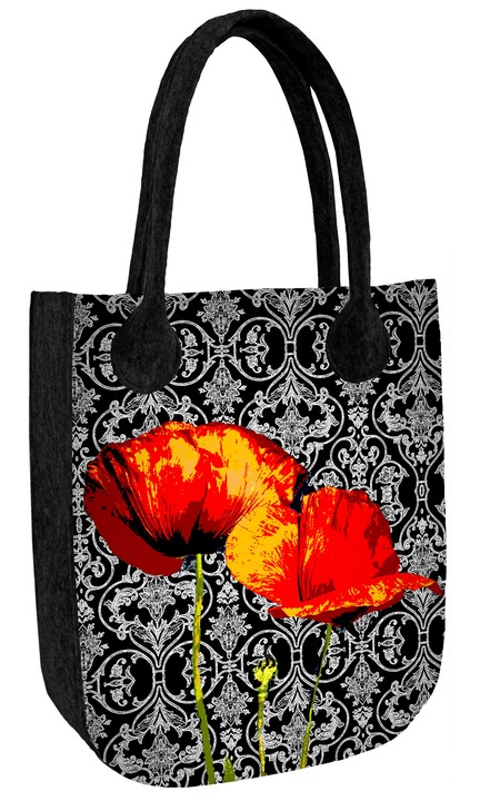 Bertoni City filc táska, antracit nyomott mintával, 42x35x10cm, cipzáras záródás
