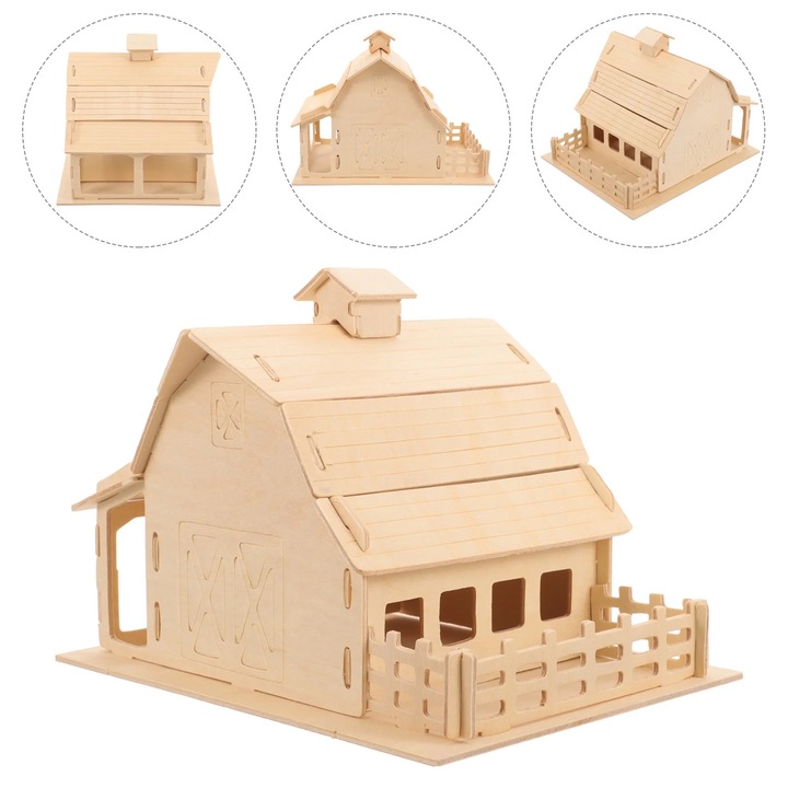 YANYXR 3D fa puzzle, pajta modell 23x18.5x16cm