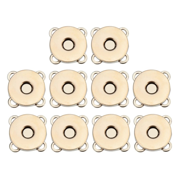 10 db fém mágneses patent készlet, arany színű, 18mm, táskákhoz és varráshoz