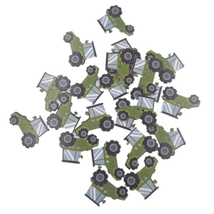 50 db dekoratív fa gomb szett, traktor, 2.3x3x0.3cm