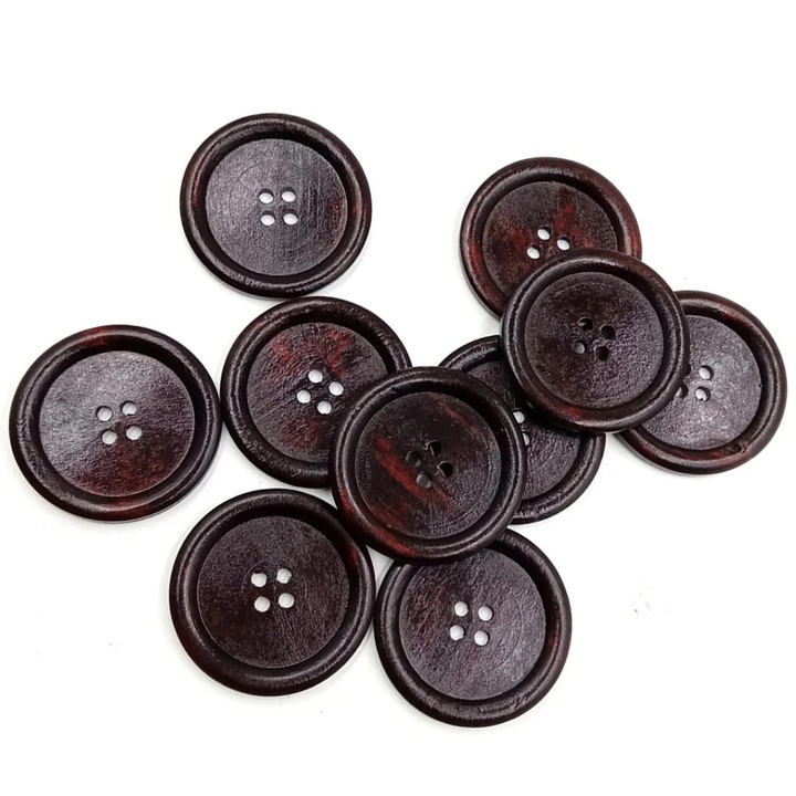YANYXR 10 db kerek fa gomb készlet, 50mm, sötétbarna