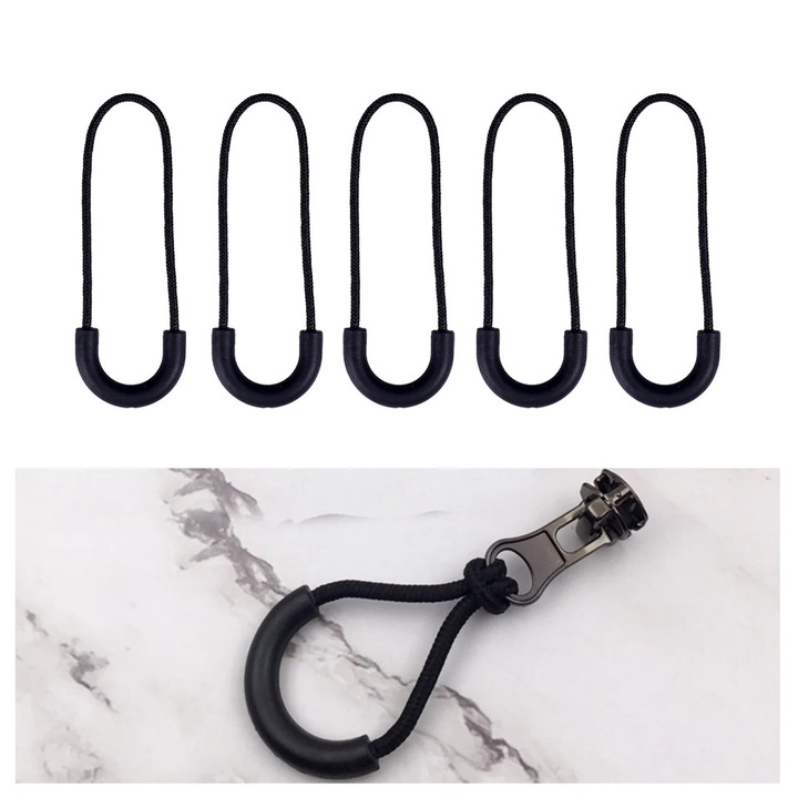 YANYXR cipzár kiegészítő készlet, 16 db, fekete, 6x2x0.2cm, nylon, műanyag