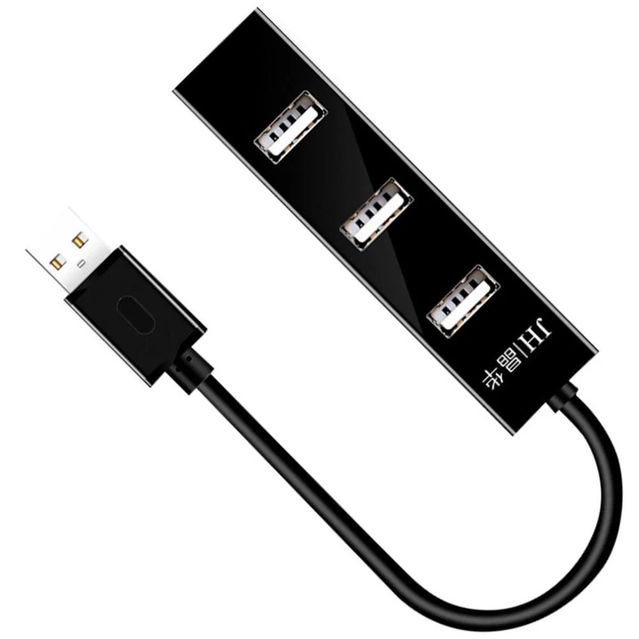 YANYXR USB elosztó 4 portos fekete PVC 30x3.7x1.1cm