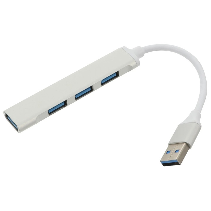YANYXR multifunkcionális USB elosztó, alumínium, ezüst, 22x1.5x0.8cm