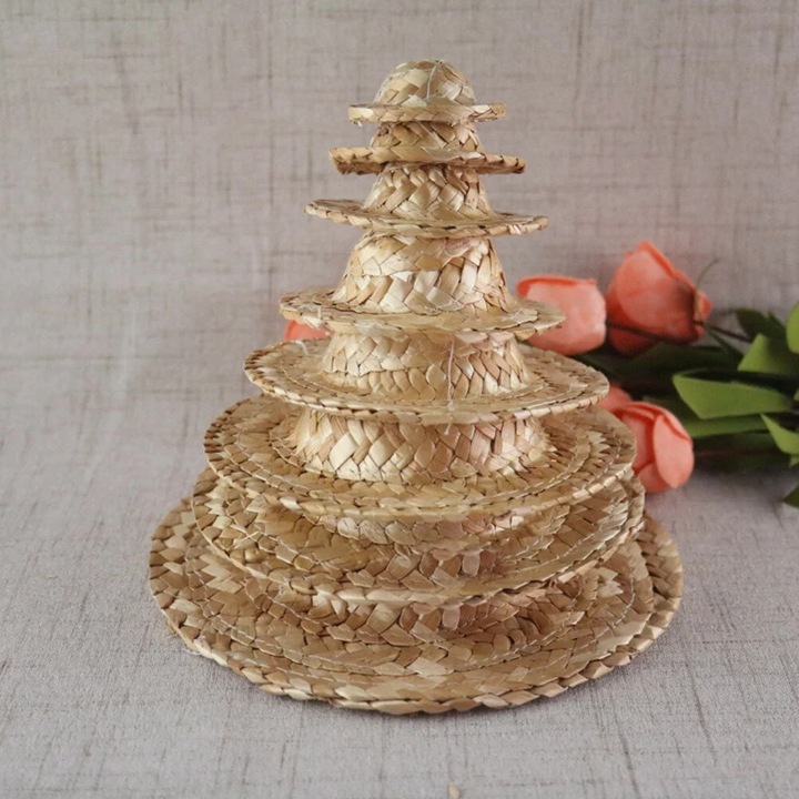 10 db mini szalmakalap készlet, YANYXR, 5.4x5.4x2.1cm, babákhoz, DIY dekorációhoz