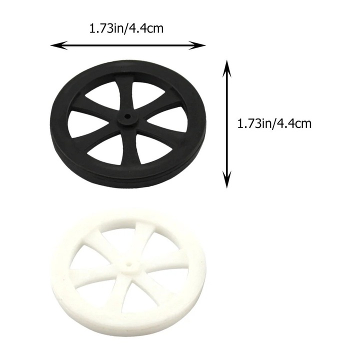 Set 20 roti jucarie YANYXR, plastic, negru-alb, 4.4x4.4x0.5cm