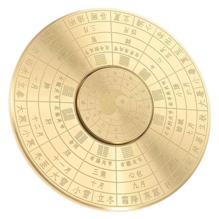 YANYXR mini vintage iránytű arany bagua szimbólumokkal 5.9x5.9x0.8cm
