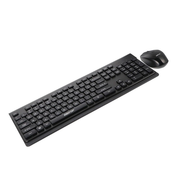 Tastatura si mouse wireless YANYXR mini ergonomic silentios negru 44x15x2cm
