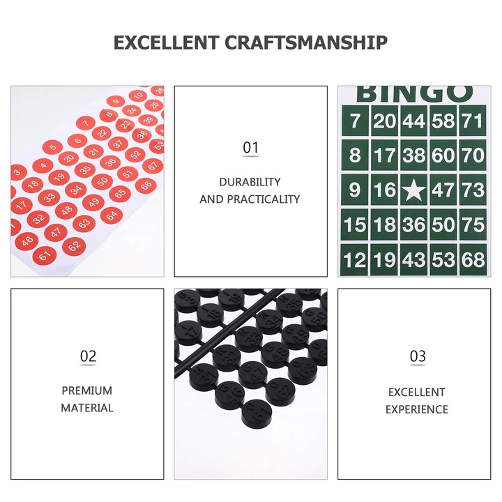 YANYXR Bingo és sakk játékszett, műanyag és papír, többszínű, 14.7x10.5x0.1cm