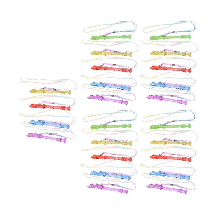 YANYXR mini színes műanyag síp 13.8x1.5x1.5cm, 24 db-os szett