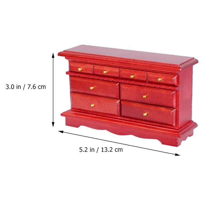 YANYXR mini fa komód, sötétvörös, 13.2x7.6x3.7cm