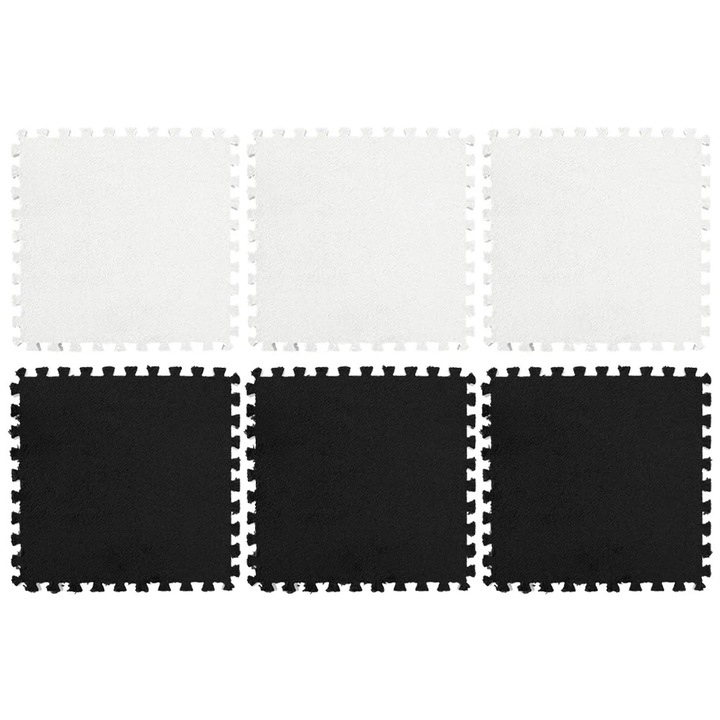 YANYXR játszószőnyeg gyerekeknek, 6 részes szett, habszivacs, fekete-fehér, 30x30x0.1cm
