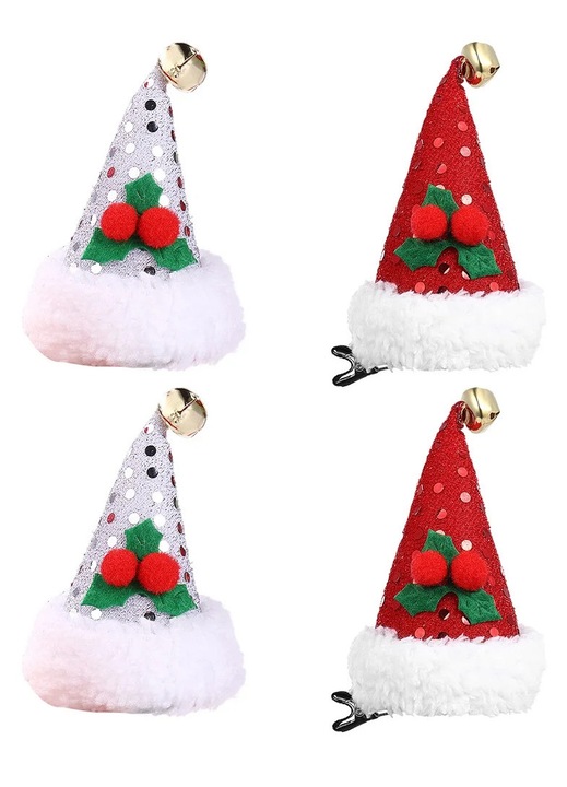 Set 4 agrafe par YANYXR model palarie Mos Craciun multicolor 10x6x6cm