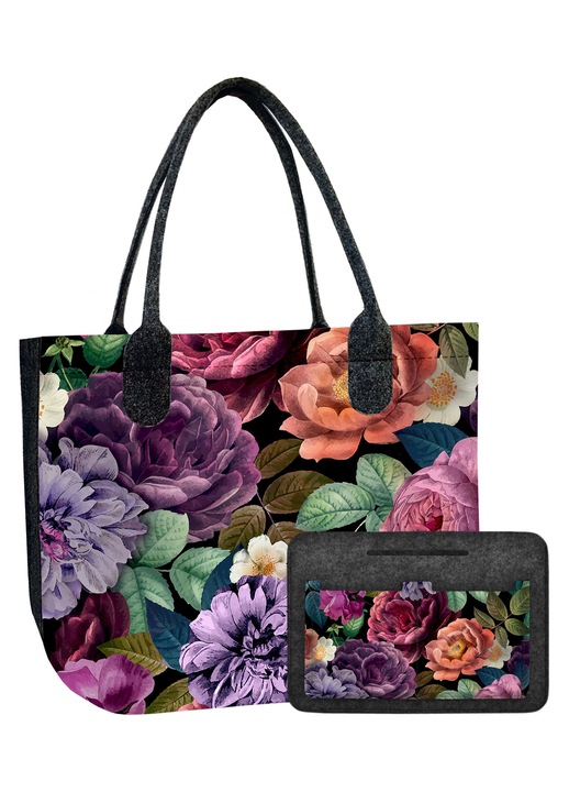 Bertoni Lady XL filc táska szett, antracit 40x30x15cm és filc rendszerező