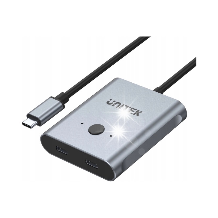 USB-C превключвател Unitek 4K 144Hz двупосочен черен 66.5x5.7x1.5cm