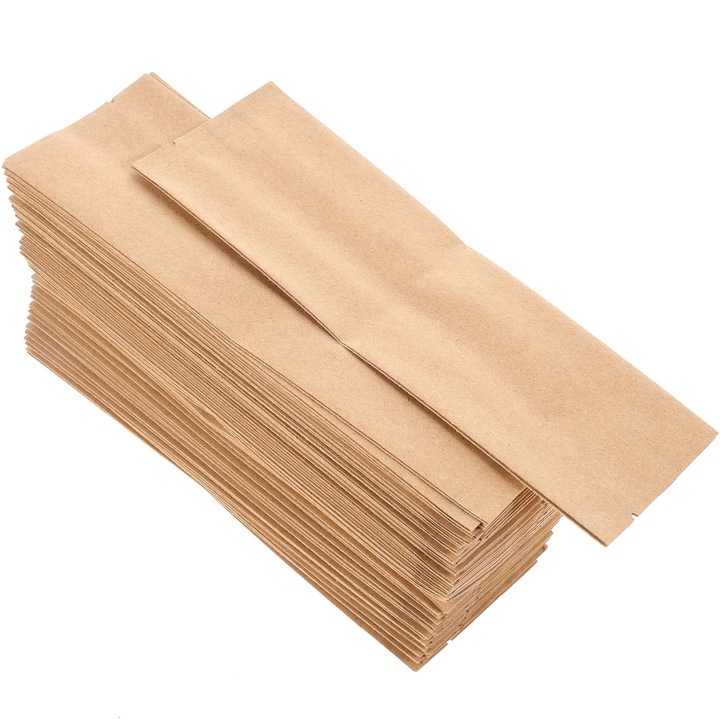 YANYXR kraft élelmiszer tasakok 18x6x4cm, zárható, barna, 100 db-os szett