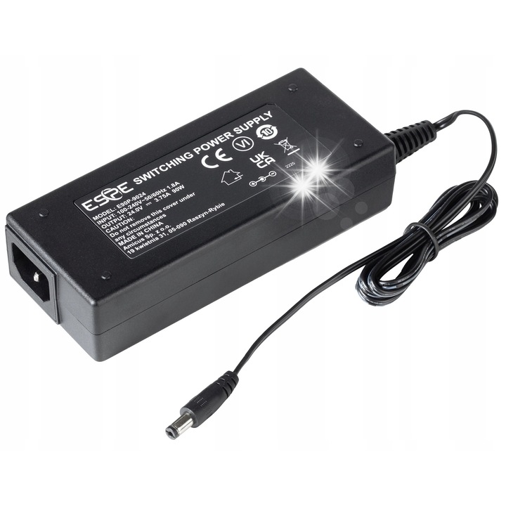 ESPE asztali tápegység 12V 7,5A 90W stabilizált kábellel 142x60x33mm