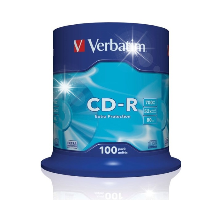 Placi CD Verbatim 700MB 52x Extra Protection 100 buc Cake