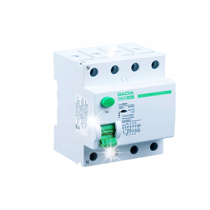 Gacia FI relé 4P 40A 30mA AC világosszürke 18mm
