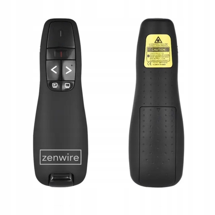 Zenwire S15 lézeres mutató, vezeték nélküli mutató, visszahúzható USB vevő, plug and play, piros lézer 100 m, fekete