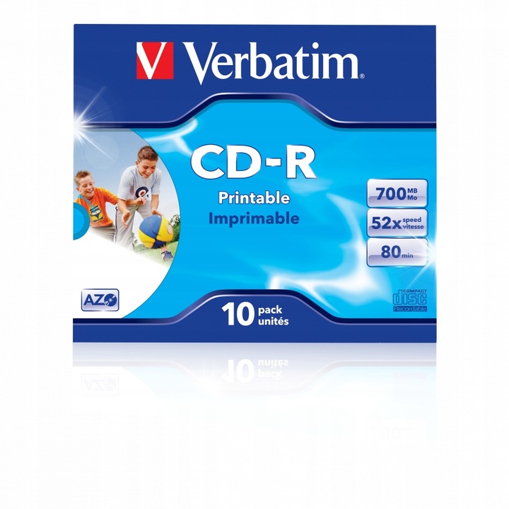 Set 10 CD-R Verbatim Data Life Plus, 700MB, imprimabil cerneala, 52x, alb, 12cm