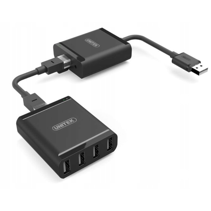 USB 2.0 Hosszabbító Unitek Y-2516, 4 portos, 60m, fekete