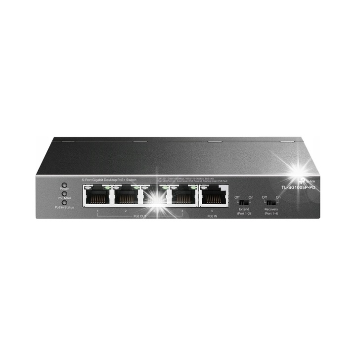 Суич TP-LINK TL-SG1005P-PD 5xGE PoE++ бял 158x101x25mm
