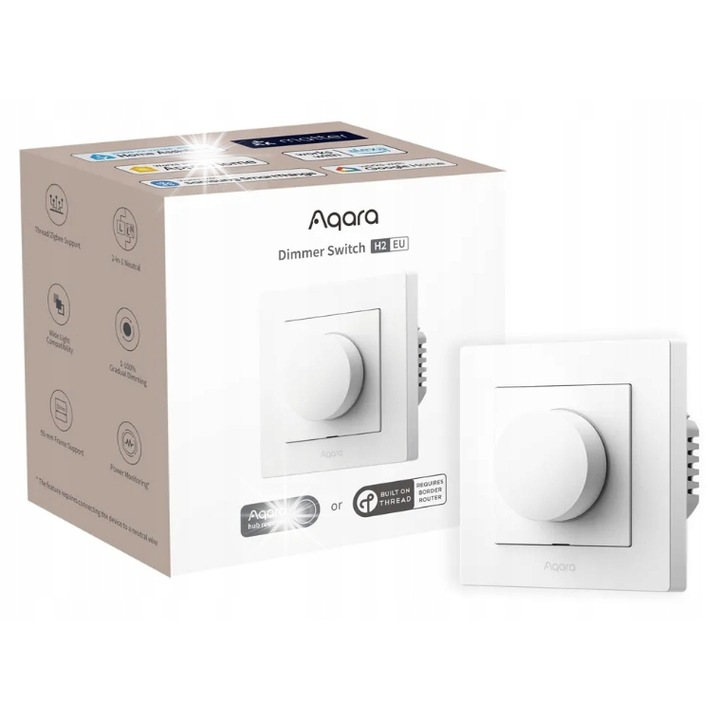 Aqara Dimmer Switch H2 okoskapcsoló, Zigbee Thread, fehér, 55x55mm