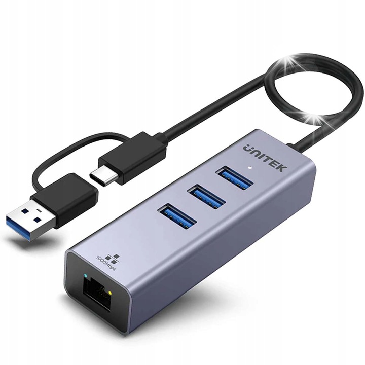 USB-C хъб Unitek Y-3088B, 4 в 1, сив, 30x21x96mm