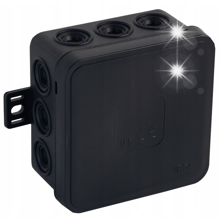 VIPLAST elektromos doboz 74x74x41mm fekete 12 bemenet IP54