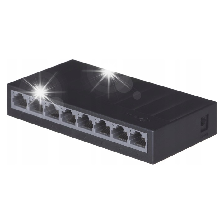 Суич TP-Link LS1008G 8-портов гигабитов, пластмасов, настолен, черен