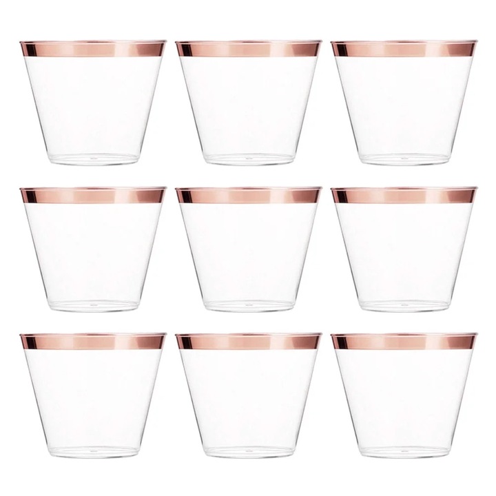 Set 20 pahare plastic YANYXR rose gold 8.1x8.1x7.2cm 270ml