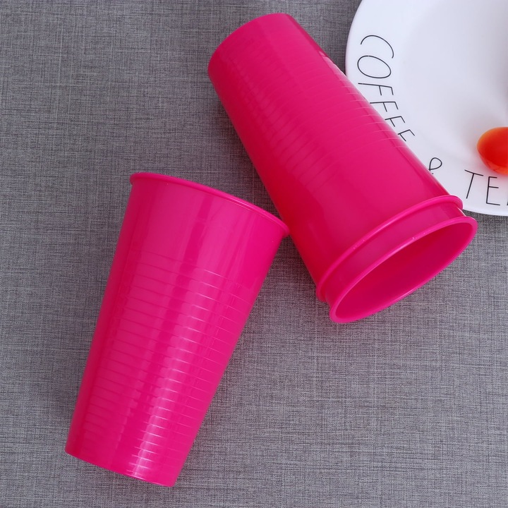 Set 12 pahare reutilizabile YANYXR plastic rosu 7.9x7.9x13cm